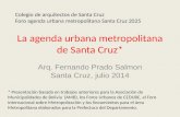 La agenda urbana metropolitana de Santa Cruz* Arq. Fernando Prado Salmon Santa Cruz, julio 2014 * Presentación basada en trabajos anteriores para la Asociación.