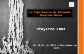 La Importancia de Alcanzar Nuestras Metas Proyecto CMMI De Abril de 2013 a Noviembre de 2014.