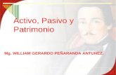 Activo, Pasivo y Patrimonio Mg. WILLIAM GERARDO PEÑARANDA ANTUNEZ.