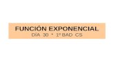 FUNCIÓN EXPONENCIAL DÍA 30 * 1º BAD CS FUNCIÓN EXPONENCIAL Se llama FUNCIÓN EXPONENCIAL a la expresión: y = e x  f (x) = e x Es decir una potencia donde.