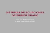 SISTEMAS DE ECUACIONES DE PRIMER GRADO Prof. José Mardones Cuevas E- Mail: cumarojo@yahoo.com.