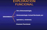 EXPLORACIÓN FUNCIONAL - Otra Sintomatología. - Sintomatología Actual Revisada por aparatos y sistemas. - Examen Funcional. SINONIMOS.