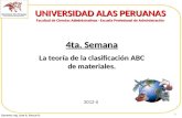 UNIVERSIDAD ALAS PERUANAS Facultad de Ciencias Administrativas - Escuela Profesional de Administración 4ta. Semana La teoría de la clasificación ABC de.