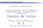 Investigación de Operaciones Estructuración de la Materia Bibliografía, Evaluación, Proyecto Teoría de Colas S esión T eórico/ P ráctica N o. 1 Nelson.