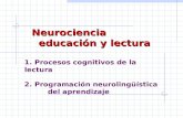 Neurociencia educación y lectura Neurociencia educación y lectura 1. Procesos cognitivos de la lectura 2. Programación neurolingüística del aprendizaje.