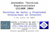 Jornadas Técnicas Empresariales SICARM 2004 Derechos de Autor y Propiedad Intelectual en Internet 3 de junio de 2004 CENTRE D’ESTUDIS DE DRET I INFORMÀTICA.