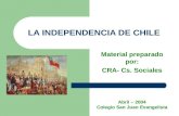 LA INDEPENDENCIA DE CHILE Material preparado por: CRA- Cs. Sociales Abril – 2004 Colegio San Juan Evangelista.