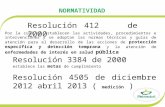 Resolución 412 de 2000 Resolución 3384 de 2000 establece las metas de cumplimiento Resolución 4505 de diciembre 2012 abril 2013 ( medición ) NORMATIVIDAD.