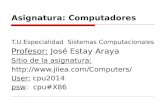 Asignatura: Computadores T.U.Especialidad Sistemas Computacionales Profesor: José Estay Araya Sitio de la asignatura:  User: