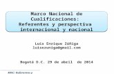 MNC: Referentes y perspectiva Marco Nacional de Cualificaciones: Referentes y perspectiva internacional y nacional Bogotá D.C. 29 de abril de 2014 Luis.