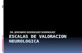 DR. JERONIMO RODRIGUEZ RODRIGUEZ. Escala de Coma de GLASGOW (1) Apertura OcularPuntuación - De manera espontánea4 - A estímulos verbales3 - A estímulos.