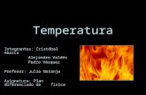 Temperatura Integrantes: Cristóbal Abarca Alejandro Valdés Pedro Vásquez Profesor: Julio Naranjo Asignatura: Plan diferenciado de física.
