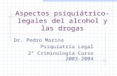 Aspectos psiquiátrico-legales del alcohol y las drogas Dr. Pedro Marina Psiquiatría Legal 2º Criminología Curso 2003-2004.