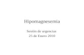 Hipomagnesemia Sesión de urgencias 25 de Enero 2010.