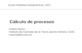 Cálculo de procesos Carlos Ayora Instituto de Ciencias de la Tierra Jaume Almera, CSIC cayora@ija.csic.es Curso Modelos Geoquímicos, UPC.