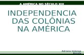 A AMÉRICA NO SÉCULO XIX Adriano Valenga Arruda INDEPENDENCIA DAS COLÔNIAS NA AMÉRICA.