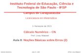 ©Prof. Lineu MialaretAula 8 - 1/22Cálculo Numérico Cálculo Numérico – CN Prof. Lineu Mialaret Aula 8: Noções Básicas sobre Erros (2) Instituto Federal.