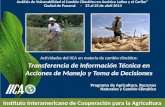 Programa de Agricultura, Recursos Naturales y Cambio Climático Instituto Interamericano de Cooperación para la Agricultura Actividades del IICA en materia.