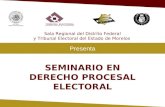 SEMINARIO EN DERECHO PROCESAL ELECTORAL Presenta Sala Regional del Distrito Federal y Tribunal Electoral del Estado de Morelos.