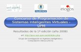Concurso de Programación de Sistemas Inteligentes Virtuales - UPM Resultados de la 1ª edición (año 2008) url: //aicu.eui.upm.es/sl/doku.php.