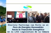 Electriz Participa con ‰xito en el Foro de Energ­as Renovables hacia la Transici³n Energ©tica en la LXII Legislatura de la Cmara de Diputados