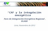 “CAF y la integración energética” Foro de Integración Energética Regional. OLADE Lima, Noviembre de 2012.