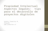 Propiedad Intelectual Aspectos legales: tips para el desarrollo de proyectos digitales Andrés Pumarino M. Abogado .