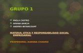 GRUPO 1 PAOLA CASTRO ARIANA BARCIA ANDRES BETANCOURT MATERIA: ETICA Y RESPONSABILIDAD SOCIAL EMPRESARIAL PROFESORA: KARINA CHAVEZ.