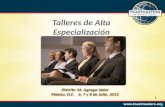 Talleres de Alta Especialización. 6,7 y 8 de Julio. 2012.