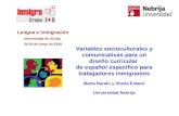 Variables sociculturales y comunicativas para un diseño curricular de español específico para trabajadores inmigrantes