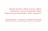 Extracto del acta del pleno municipal del Ayuntamiento de Gijón. Debate sobre EMTUSA