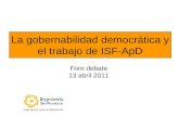 Gobernabilidad democrática y el trabajo de ISF ApD