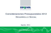 Consideraciones presupuestales 2012 desarrollo social