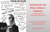 Fotos seminario de FINES, ÉTICA Y VALORES.