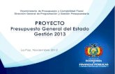 LEY DEL PRESUPUESTO GENERAL DEL ESTADO – GESTION 2013