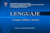 Diferencias de Lenguaje, Lengua, habla y norma
