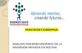 Analisis macroeconomico de la inversion privada en bolivia