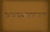 APLICACION E INTERPRETACION DE LAS NORMAS 0.13 Y 0.7