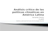 Gerardo Honty. (2013). Análisis crítico de las políticas climáticas en América Latina.