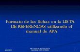 Formato de las fichas en la LISTA DE REFERENCIAS utilizando el manual de APA.
