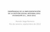 Enseñanzas de la implementación de la Gestión Social Integral (GSI) en Bogotá., 2010-2011