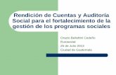 Rendición de Cuentas y Auditoría Social para el Fortalecimiento de la Gestión de los Programas Sociales / Orazio Bellettini Cedeño - EUROsociAL