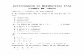 Cuestionario de Matematicas Para Examen de Grado