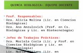 Prof. Responsables: - Dra. Alicia Molina (Lic. en Ciencias Biológicas) - Dra. Ana Anzulovich (Prof. en Cs. Biológicas y Lic. en Biotecnología)  Jefes.