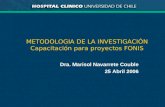 METODOLOGIA DE LA INVESTIGACIÓN Capacitación para proyectos FONIS Dra. Marisol Navarrete Couble 25 Abril 2006.