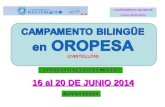 16 al 20 DE JUNIO 2014 CAMPAMENTO BILINGÜE Curso 2013-2014 Summer Edition Inmersión Lingüística en INGLÉS.
