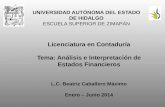 UNIVERSIDAD AUTÓNOMA DEL ESTADO DE HIDALGO ESCUELA SUPERIOR DE ZIMAPÁN Licenciatura en Contaduría Tema: Análisis e Interpretación de Estados Financieros.