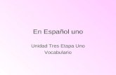 En Español uno Unidad Tres Etapa Uno Vocabulario.
