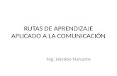 RUTAS DE APRENDIZAJE APLICADO A LA COMUNICACIÓN Mg. Haydée Nalvarte.