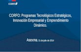 CORFO: Programas Tecnológicos Estratégicos, Innovación Empresarial y Emprendimiento Dinámico. Asexma, 31 de julio de 2014.